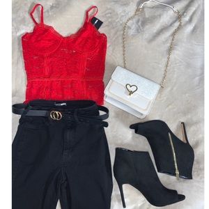 FASHION NOVA | Red Lace Bodysuit | NWT